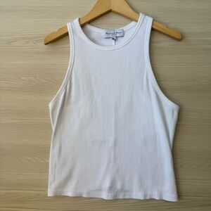 Michael Stars Ribbed Tank Top White Racerback Sleeveless Medium